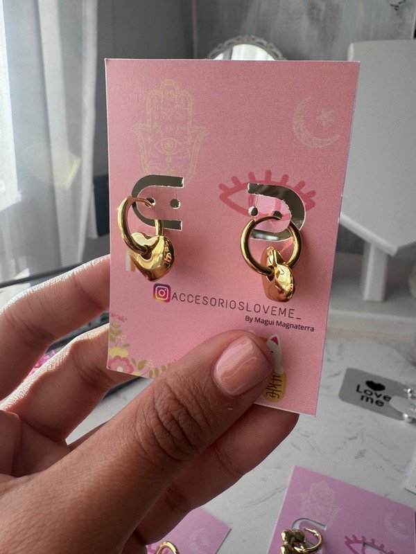 Producto - Aros chunky corazón - dorado