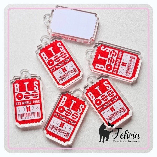 Producto - Dije de acrílico simple faz Ticket BTS - 0