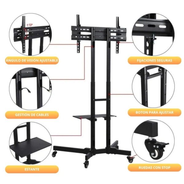 Producto - STAND RACK SOPORTE C/RUEDAS ESTANTES TV DE 32 A 65