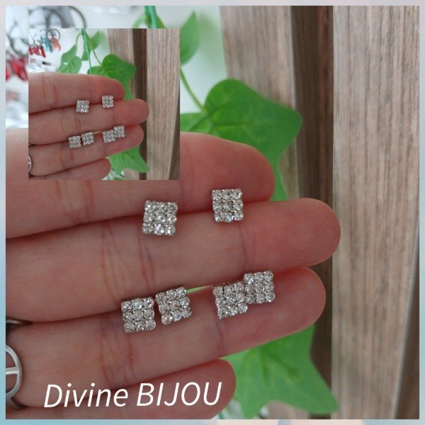 Producto - Aros cuadrado strass acero