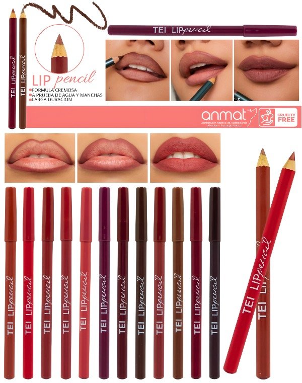 Producto - Delineador de Labios a Prueba de Agua y Larga duración Tei Cosmética pack x12