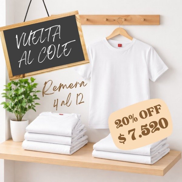 Producto - Remera básica lisa (Talles 2 al 12)