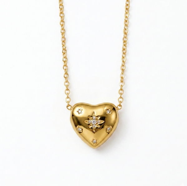 Producto - Collar Corazón con destellos Cubic Dorado