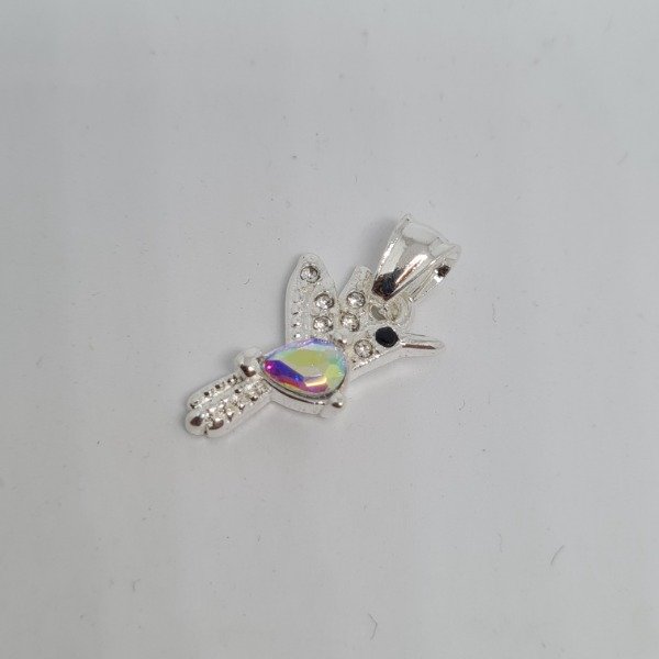 Producto - Dije plateado colibri cristal