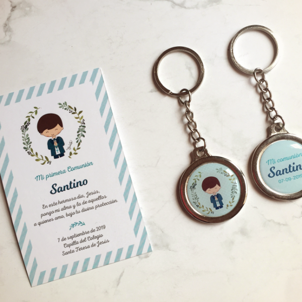 Producto - Souvenir PACK ESTAMPA CON LLAVERO CADENA PERSONALIZADO - COMUNION