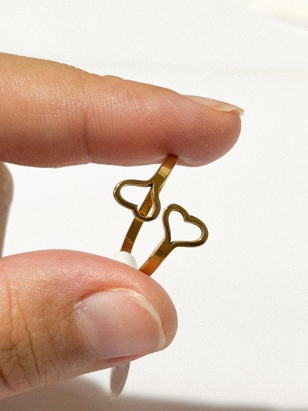 Producto - Anillo doble corazón calado-acero dorado