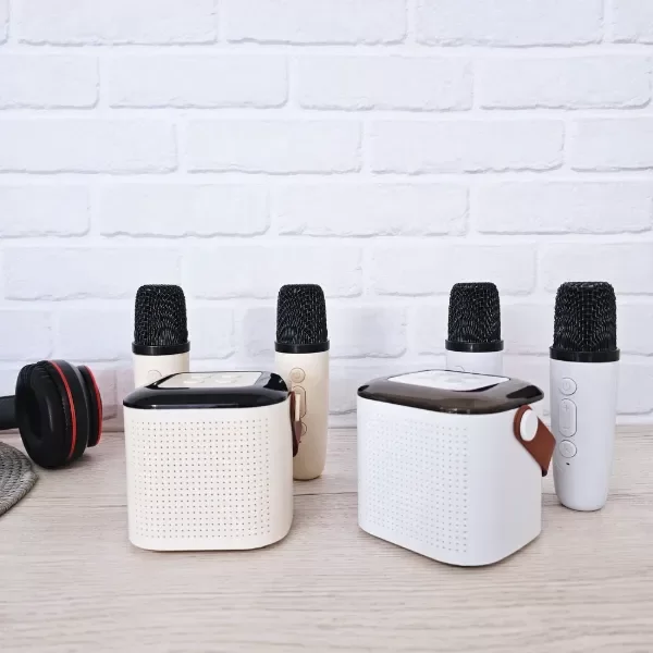 Producto - Parlante + 2 Micrófonos Recargable Beige