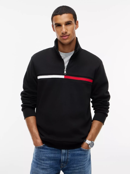 Producto - Flag Stripe Logo Quarter-Zip Sweatshirt Negro - 0