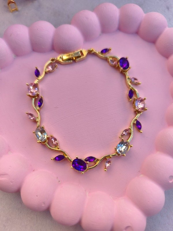Producto - Pulseras Tulipán Rosa y Lila dorada - 0