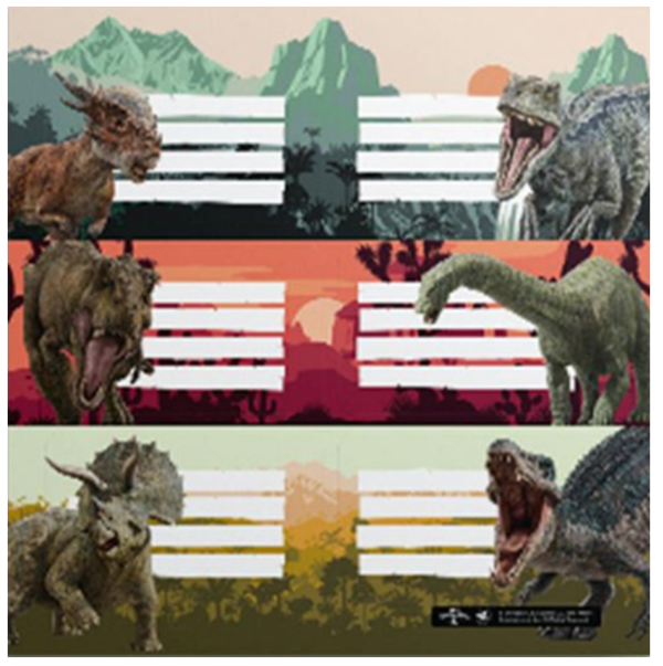 Producto - Mooving - Etiquetas p/nombres "Jurassic"