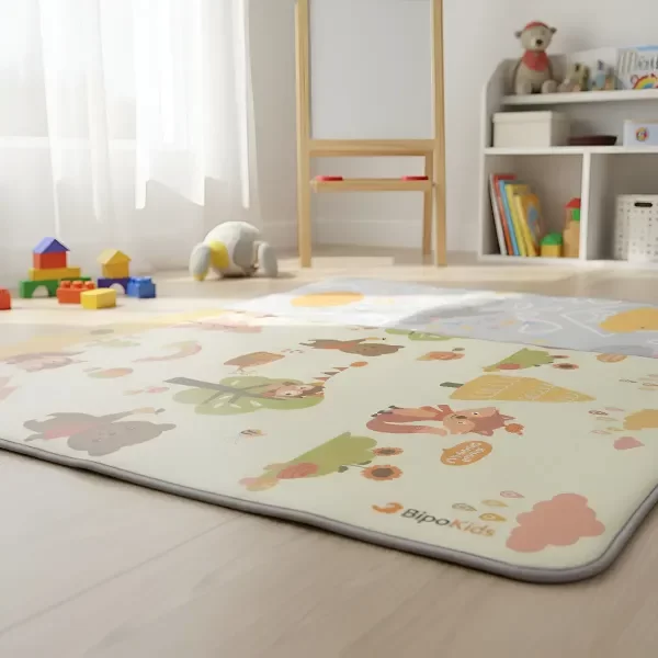 Producto - Alfombra Bebe Piso Reversible 120x180x0,5 Cm Calidad Premium Selva y Bosque