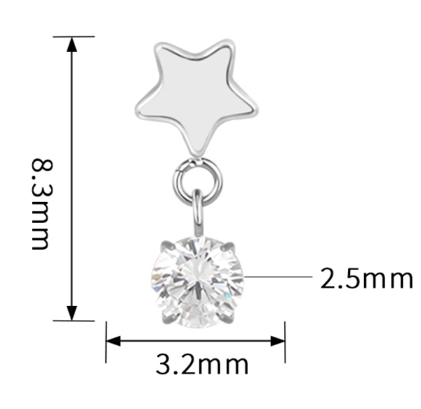 Producto - Labret estrella con zirconia colgante - 1