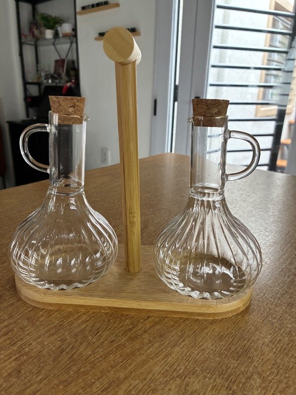 Producto - Aceitera y vinagrera con soporte de madera