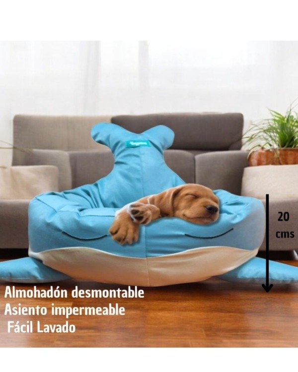 Producto - Cama para Mascota Anti-Desgarro y Fácil Lavado con Diseño de Ballena