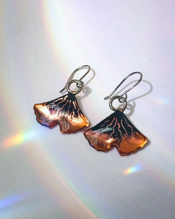 Producto - Aros Ginkgo (cobre y negro)