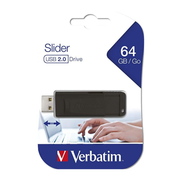 Producto - Pen Drive Verbatim 64GB Slider USB Black