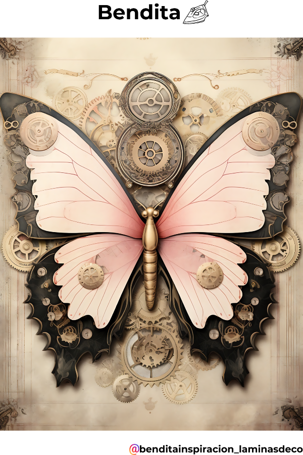 Producto - Bendita Plancha 002 Mariposa steampunk