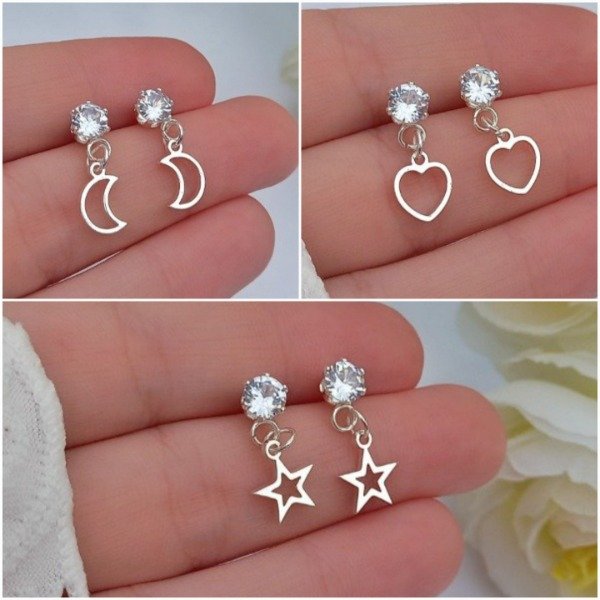 Producto - (2PAR) Aros ab strass luna corazon estrella