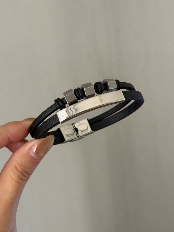 Producto - Pulsera cuero doble elite black - 2