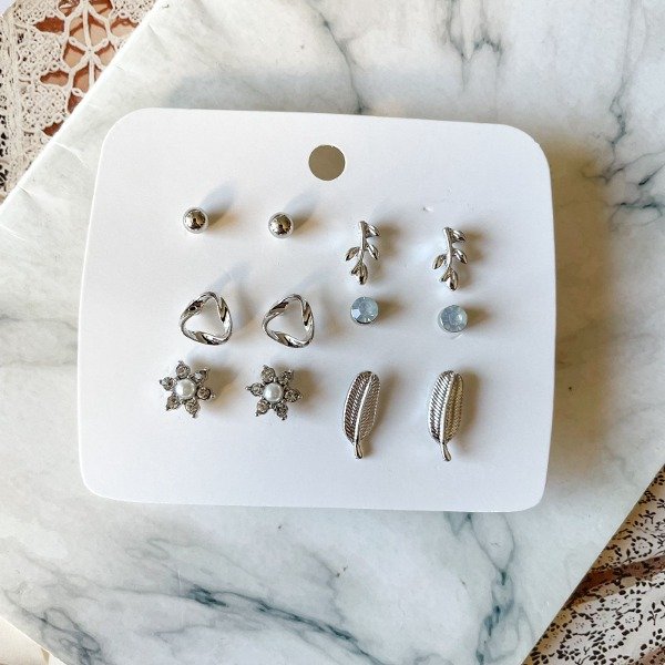 Producto - Set x 6 pares de aros Leaves
