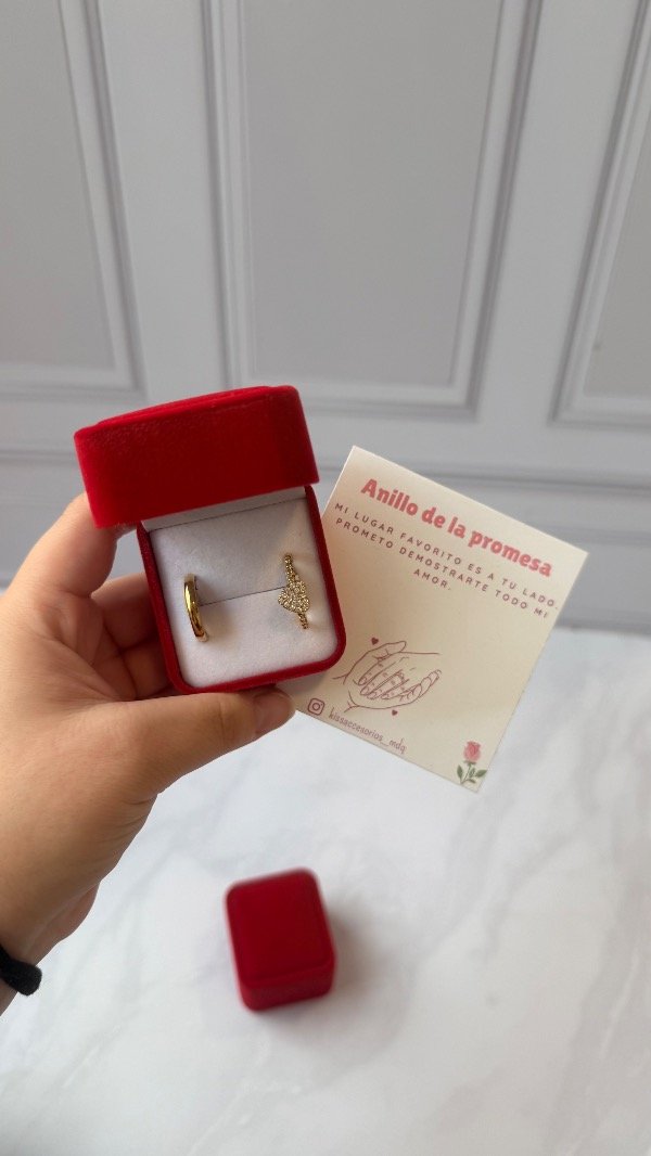Producto - Caja de anillos de la promesa - Alianza + anillo de corazón con cubic