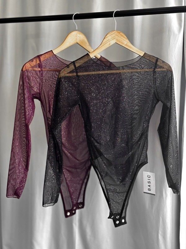 Producto - Body Glitter negro y bordo