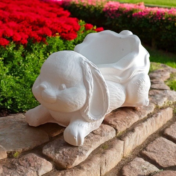 Producto - Porta Vela Conejo Yeso