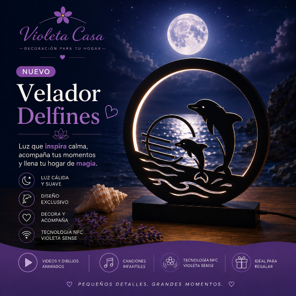Producto - Velador Delfines con Violeta Sense - 3
