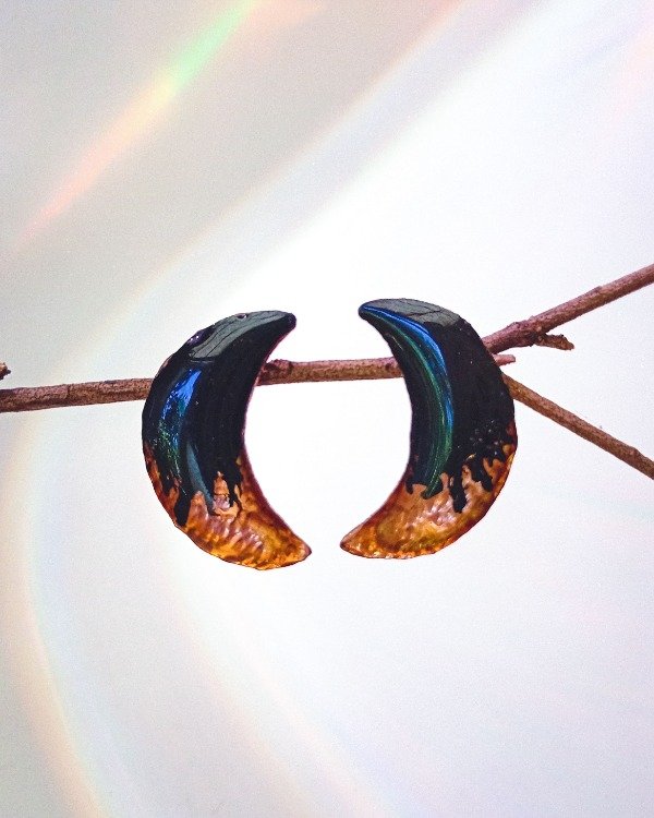 Producto - Aretes Luna Grandes (cobre y negro)