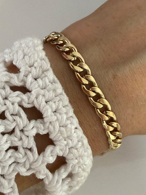 Producto - PD173 Pulsera plana grosor 1.6 largo 20 cm acero dorado