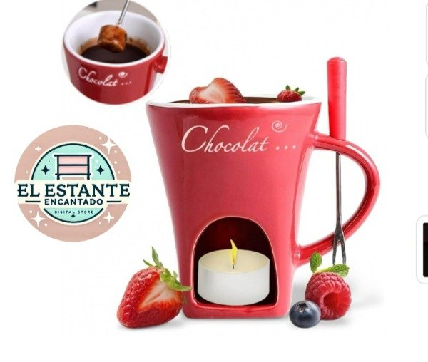Producto - Taza Fondeu Vela Con Mini Tenedor Pinchos Para Fruta