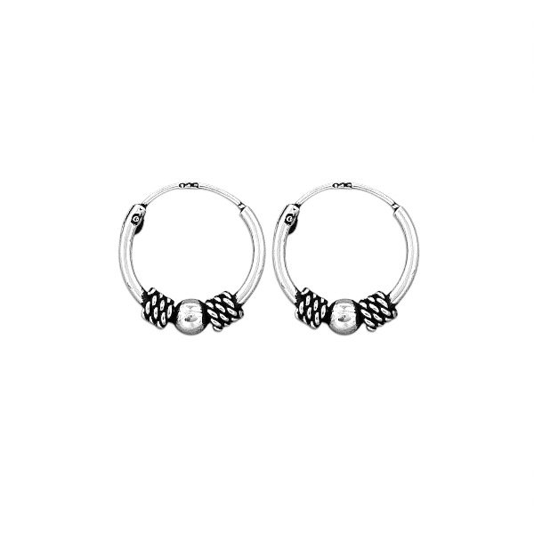 Producto - Argollitas de Plata 925 con dije - Bali bolita - 1cm