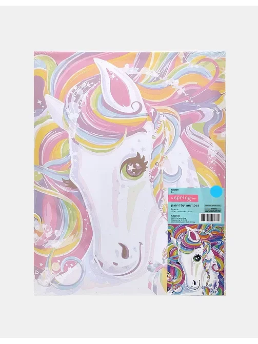 Producto - Bastidor con dibujo de unicornio para pintar POR NÚMERO + pintura + pinceles - 1