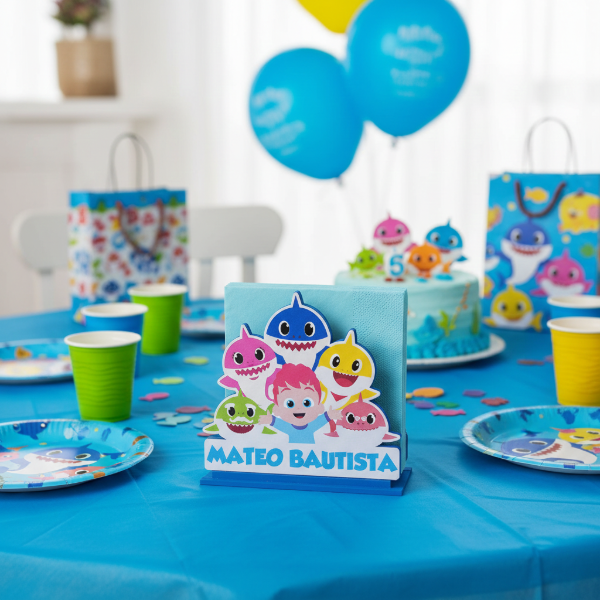 Producto - SERVILLETEROS TEMÁTICOS BABY SHARK Y BEBEFINN