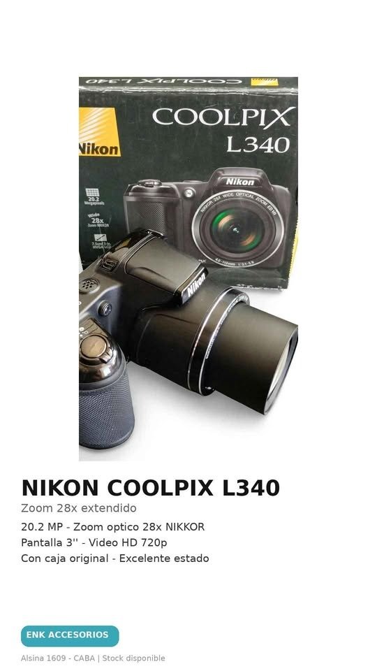 Producto - Cámara fotográfica digital Nikon COOLPIX L340 - 1