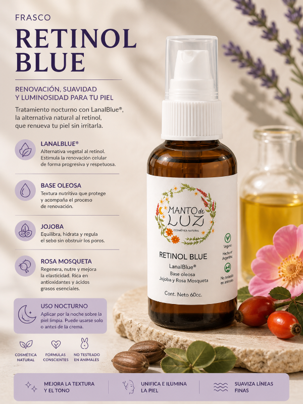 Producto - Serum RETINOL BLUE - coco caprilico, jojoba y rosa mosqueta,LANALBLUE-