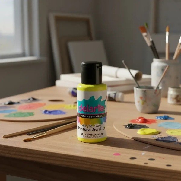 Producto - Pintura Acrilico Model Delarte 50 cc 301 Amarillo Fluo - 3