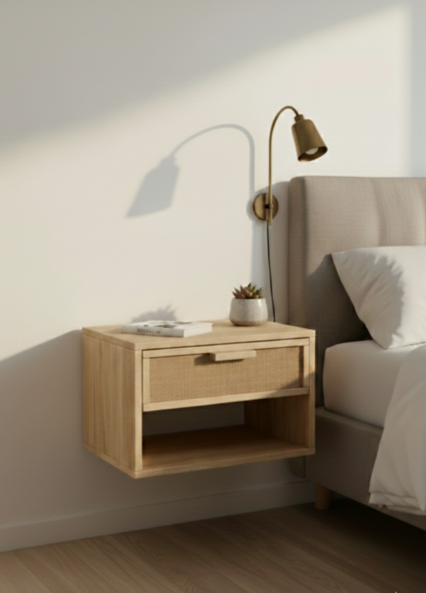 Producto - MESA DE LUZ FLOTANTE FIBRAS NATURALES