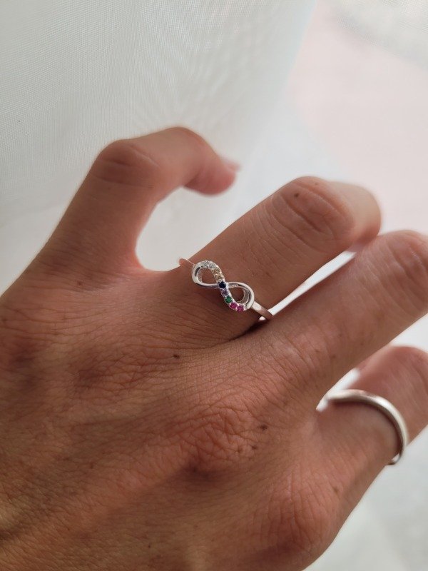 Producto - Anillo infinito con cúbics de colores Plata 925