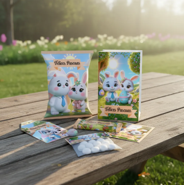 Producto - Kit Imprimible Cajas Etiquetas Felices Pascuas Conejitos - 1