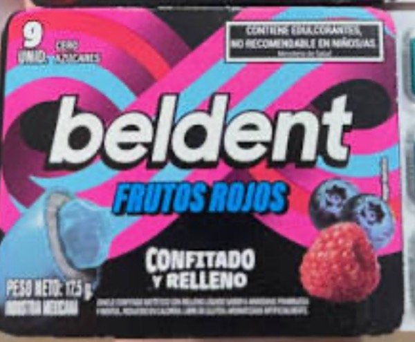 Producto - Chicles Beldent confitados rellenos frutos rojos