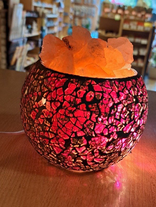 Producto - Lampara de Sal Fanal Vidrio Agrietado Fuccia