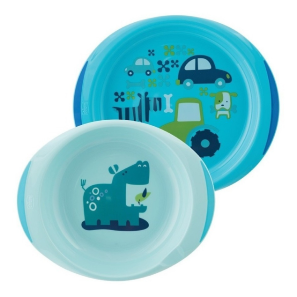 Producto - Set de dos platos Baby's Dish Celeste CHICCO. +12m.