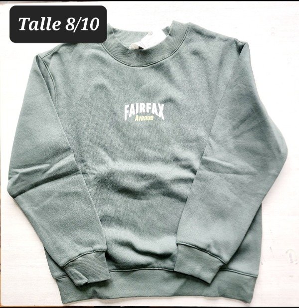 Buzo con friza HyM talle 8/10 verde seco — imagen 2