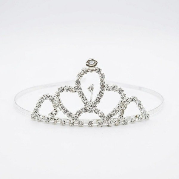Producto - Corona tiara de metal plateada con strass - 1