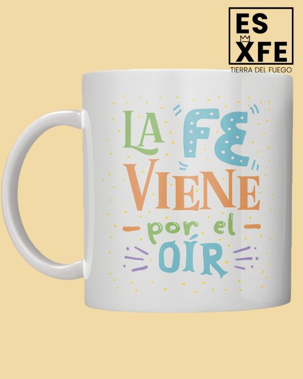 Producto - Taza cerámica  "La Fé viene por el oír"