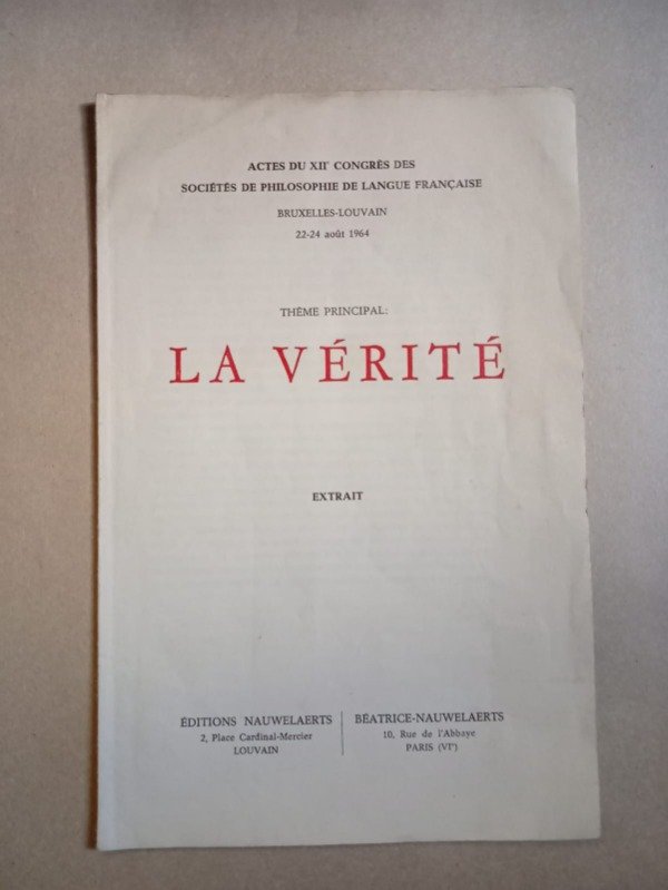 Producto - La verite - Autores varios - Nauwelaerts Sin fechar