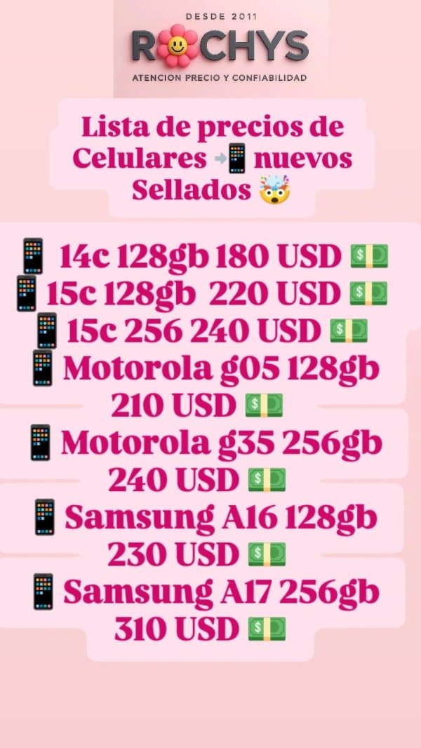 Producto - LISTA DE CELULARES NUEVOS SELLADOS
