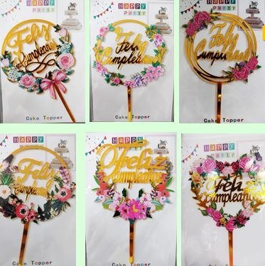 Producto - TOPPER DORADO CON FLORES