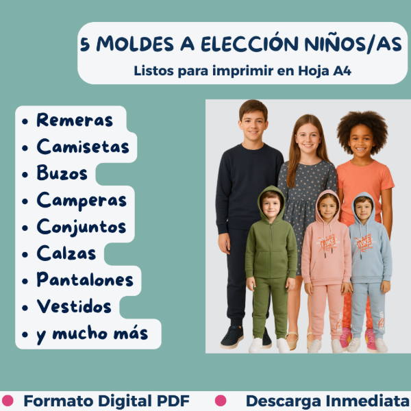 Producto - Pack 5 Moldes a Elección Infantil